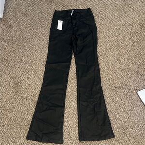 Black Flared Leather Pants